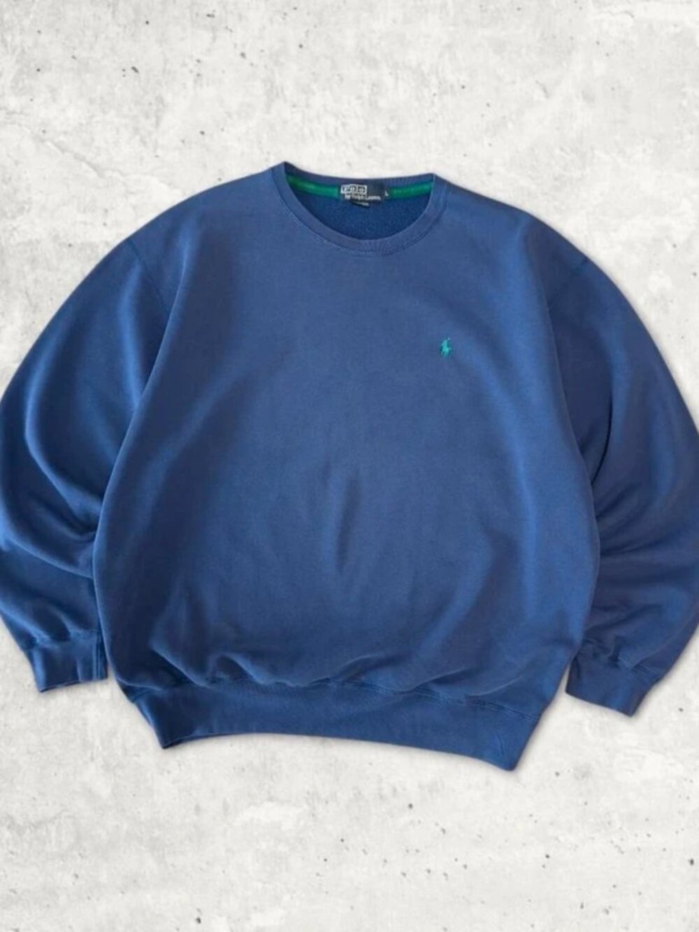 Vintage 90s Ralph Lauren Boxy Heavyweight Sweatshirt in Blue - Picture 1 of 5